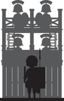 Romeins soldaat Bij toren garnizoen silhouet - geschiedenis illustratie vector