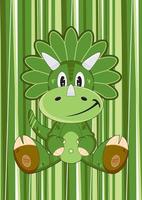 tekenfilm groen krijt periode triceratops dinosaurus Aan gestreept achtergrond vector