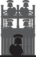 tekenfilm Romeins soldaat Bij toren fort silhouet - geschiedenis illustratie vector