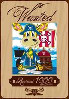 schattig tekenfilm roekeloos giraffe piraat gezagvoerder gezocht poster vector