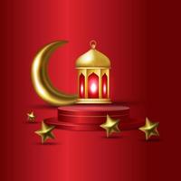 Arabisch Islamitisch luxe sier- achtergrond met gouden maan vector