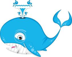 schattig tekenfilm blauw walvis illustratie vector