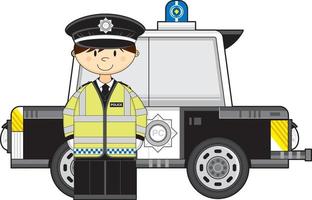 tekenfilm klassiek Brits politieagent en Politie auto vector