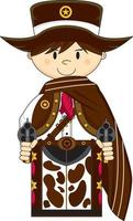 schattig tekenfilm wild west cowboy sheriff in poncho vector