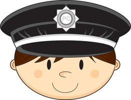 tekenfilm klassiek Brits politieagent gezicht vector
