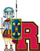 r is voor Romeins tekenfilm alfabet aan het leren geschiedenis illustratie vector