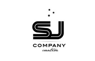 sj zwart en wit combinatie alfabet stoutmoedig brief logo met stippen. toegetreden sjabloon ontwerp voor bedrijf en bedrijf vector