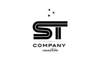 st zwart en wit combinatie alfabet stoutmoedig brief logo met stippen. toegetreden creatief sjabloon ontwerp voor bedrijf en bedrijf vector