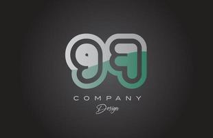 97 groen grijs aantal logo icoon ontwerp. creatief sjabloon voor bedrijf en bedrijf vector