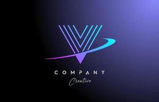 roze blauw v alfabet brief logo icoon ontwerp met zucht. creatief lijn sjabloon voor bedrijf en bedrijf vector