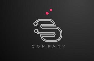 roze grijs lijn s alfabet brief logo icoon ontwerp met punt. creatief sjabloon voor bedrijf en bedrijf vector