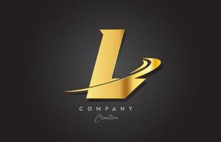 l gouden alfabet brief logo icoon ontwerp. sjabloon voor bedrijf en bedrijf met swoosh vector