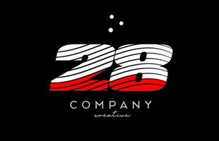 28 aantal logo met rood wit lijnen en stippen. zakelijke creatief sjabloon ontwerp voor bedrijf en bedrijf vector
