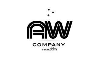 aw zwart en wit combinatie alfabet stoutmoedig brief logo met stippen. toegetreden creatief sjabloon ontwerp voor bedrijf en bedrijf vector