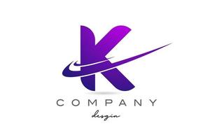 k Purper alfabet brief logo met dubbele zucht. zakelijke creatief sjabloon ontwerp voor bedrijf en bedrijf vector