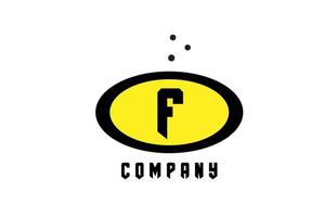 Ovaal f alfabet stoutmoedig brief logo met stippen. creatief sjabloon ontwerp voor bedrijf en bedrijf in geel en zwart vector