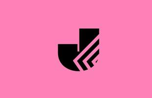 roze zwart j alfabet brief logo icoon ontwerp met meetkundig lijnen. creatief sjabloon voor bedrijf en bedrijf vector