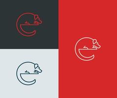 hond concept. creatief brief e logo vector sjabloon. modern en futuristische concept.