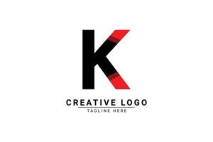 eerste brief k logo. rood en zwart vorm c brief logo met schaduw bruikbaar voor bedrijf en branding logo's. vlak vector logo ontwerp sjabloon element.