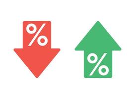 groei winst icoon in vlak stijl. percentage pijl omhoog en naar beneden vector illustratie Aan geïsoleerd achtergrond. financiën interesseren tarief teken bedrijf concept.