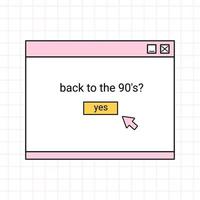 dialoog venster van een computer browser in de stijl van de jaren 90. retro gebruiker koppel met bericht doos. vector hand getekend tekening illustratie. terug naar de jaren 90.