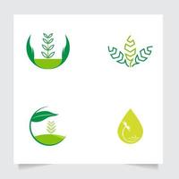 reeks collectie vlak embleem logo ontwerp voor landbouw met de concept van groen bladeren vector. groen natuur logo gebruikt voor agrarisch systemen, boeren, en plantage producten. logo sjabloon. vector