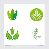 reeks collectie vlak embleem logo ontwerp voor landbouw met de concept van groen bladeren vector. groen natuur logo gebruikt voor agrarisch systemen, boeren, en plantage producten. logo sjabloon. vector