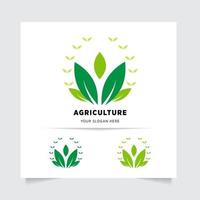 vlak embleem logo ontwerp voor landbouw met de concept van groen bladeren vector. groen natuur logo gebruikt voor agrarisch systemen, boeren, en plantage producten. logo sjabloon. vector