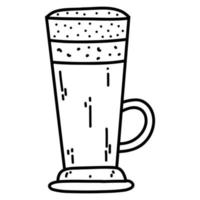 hand- getrokken tekening latte koffie in glas. schets vector illustratie van heet drinken icoon, cappuccino, chocola