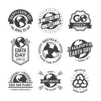 aarde dag bewustzijn vintage stickers vector