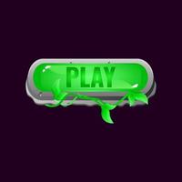 game ui afgeronde jelly play-knop met stenen bladeren rand voor gui asset elementen vector illustratie