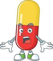 rood geel capsules tekenfilm karakter vector