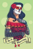 dia de los muertos dame in catrina-jurk vector