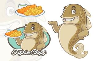 fish and chips mascotte ontwerp vector