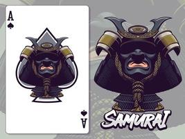 samurai hoofdillustratie voor schoppenaas betalend kaartontwerp vector