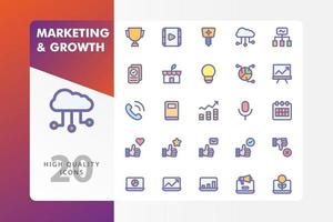marketing en groei icon pack geïsoleerd op een witte achtergrond vector