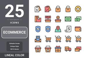 e-commerceiconpakket voor uw websiteontwerp, logo, app, ui. e-commerce pictogram lineaire kleur ontwerp vector