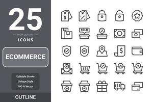 e-commerceiconpakket voor uw websiteontwerp, logo, app, ui. e-commerce pictogram overzicht ontwerp vector