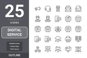 digitaal servicepictogrampakket voor uw websiteontwerp, logo, app, ui vector