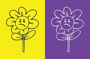 bloem boos gezicht emoji vector