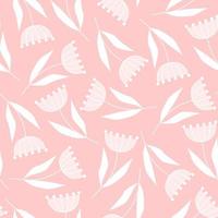 delicaat naadloos patroon van bloemen op een roze achtergrond in een vlakke stijl vector