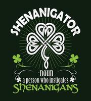 shenanigator - zelfstandig naamwoord - een persoon wie aanzet geintjes. Iers st Patrick dag ontwerp vector