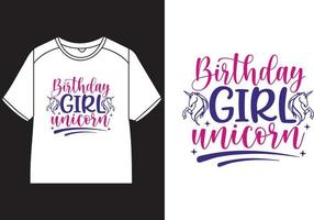 verjaardag meisje eenhoorn t-shirt ontwerp vector