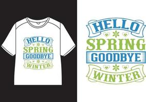 Hallo voorjaar Vaarwel winter t-shirt ontwerp vector