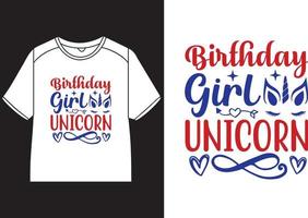 verjaardag meisje eenhoorn t-shirt ontwerp vector