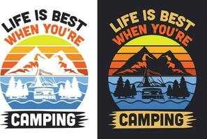 camping t overhemd ontwerp bundel t-shirt ontwerp voor camping minnaar vector