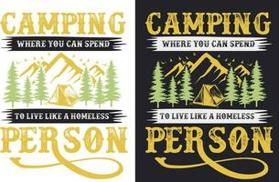 creatief retro wijnoogst camping t overhemd ontwerp vrij downloaden, camping elementen vrij downloaden vector