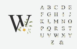mooi alfabet voor bruiloft met bloem vector