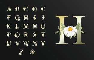 luxe mooi alfabet voor bruiloft met bloem vector