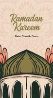 Ramadan maand banier sjabloon met vector hand- getrokken moskee illustratie